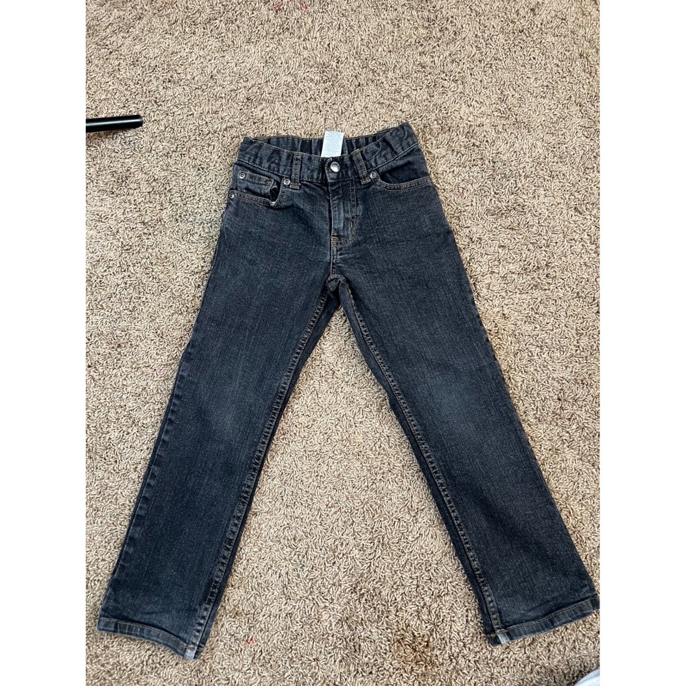 Wonder Nation Boys Black Straight Leg Jeans Dark Wash Size 7R Elastic Waist